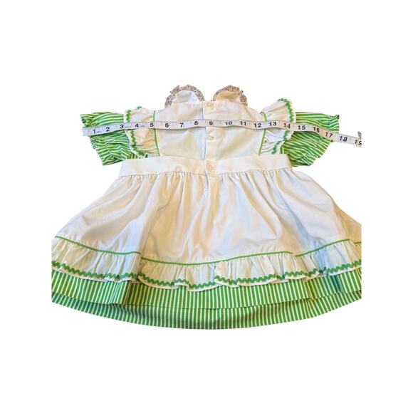 Vintage 50s Bunny Mouse Cartoon Dress striped Puff Sleeve Peter Pan Collar 12M - Picture 2 of 7